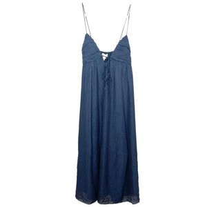 La Ligne Small Navy Tie Textured Cami Midi Dress